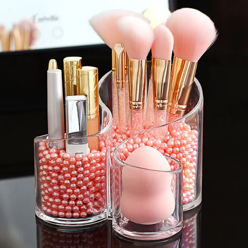 Förvaringshållare Racks Desktop Acrylic Makeup Brushs Holder Box Lipstick Nail Polish Jewelry Display Cosmetic Organizer 230627