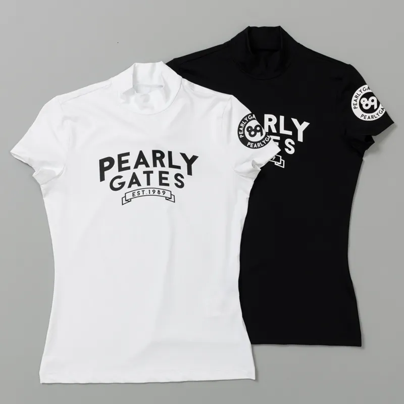 Autres articles de sport PEARLY GATES GOLF T-shirt à manches courtes pour femmes Été Col rond Impression Mince Haut Slim Golf Sports Maillot à séchage rapide 230627