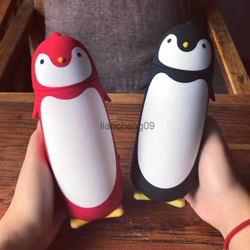 300mlCartoon Penguin Shape Glass Carafe With Lid Portable Leak-Proof Coffee Mug Anti-Scalding Children's Water Cup Creative Gift L230620