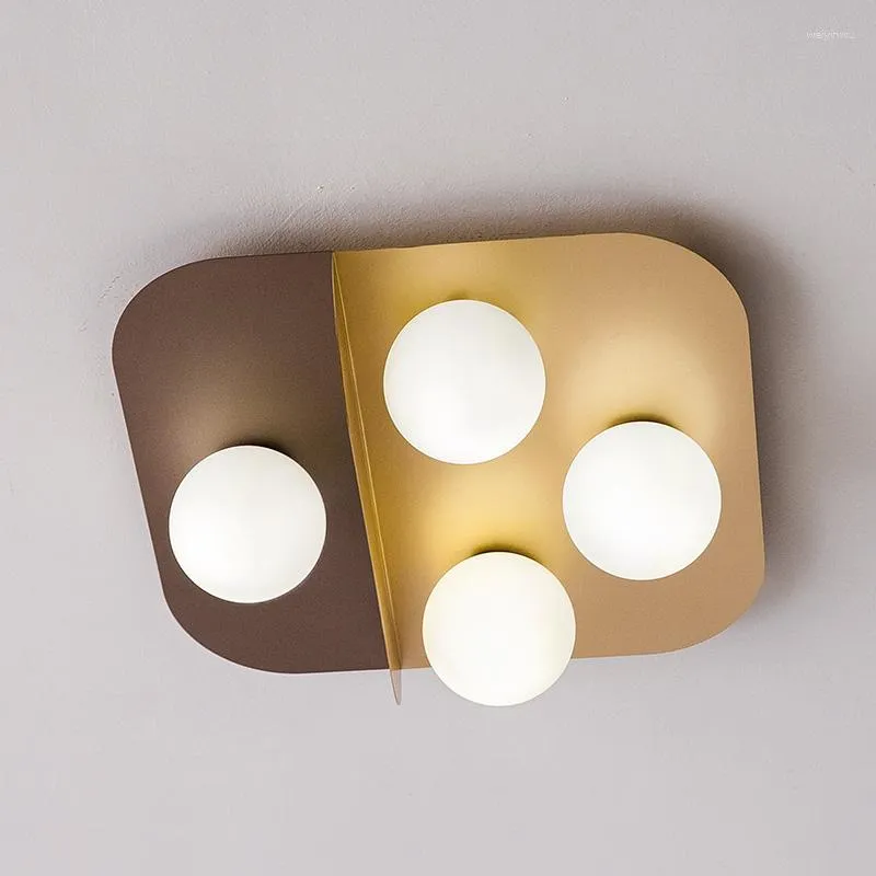 Plafondverlichting Postmodern Slaapkamer Lamp Glas Modern Minimalistisch Licht Luxe Vierkante Master Kleine Kamer