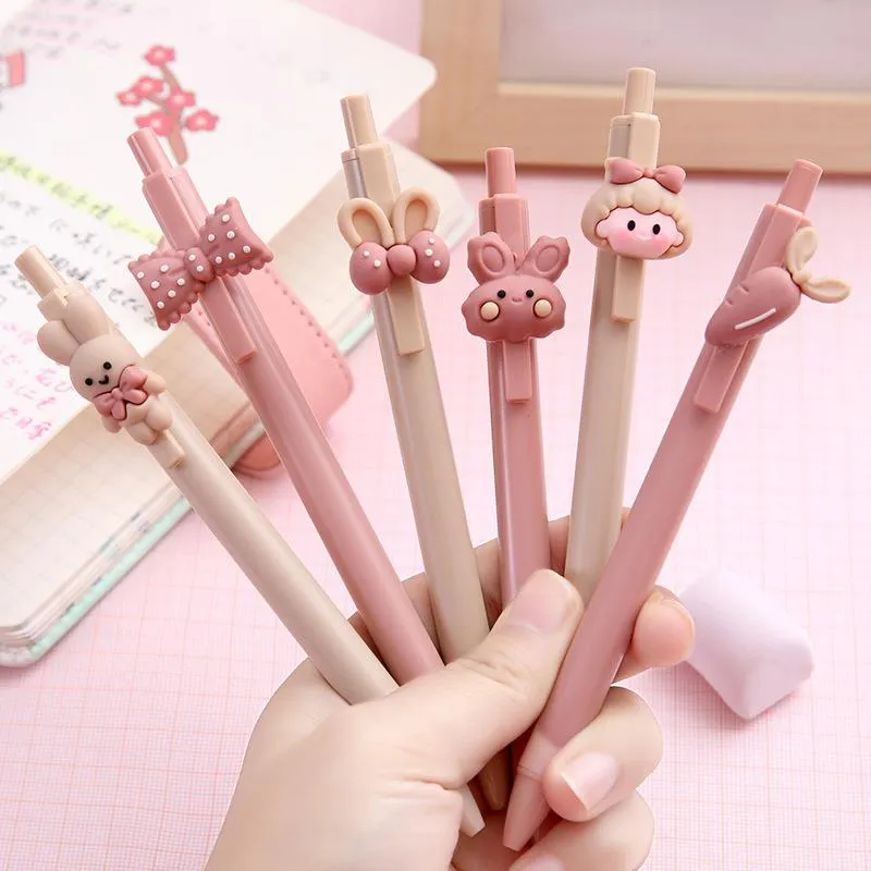 Pensje 36 szt./Partia Kawaii Rabbit Marchewka Gel Pen Śliczne 0,5 mm czarny atrament podpis Pens School Office Pispies Prezent Prezent Prezent