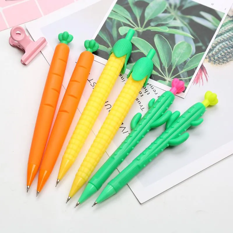 Pencils 0.5mm/0.7mm Novelty Cactus Mechanical Pencil Kids Prize Carrot Corn Shape Pencil as Gift for School Students 60pcs/lot