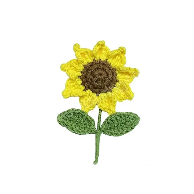 Romantic Sunflower Brooches Coat Sweater Pins Breastpin Crocheted Wool Party Street Accessories