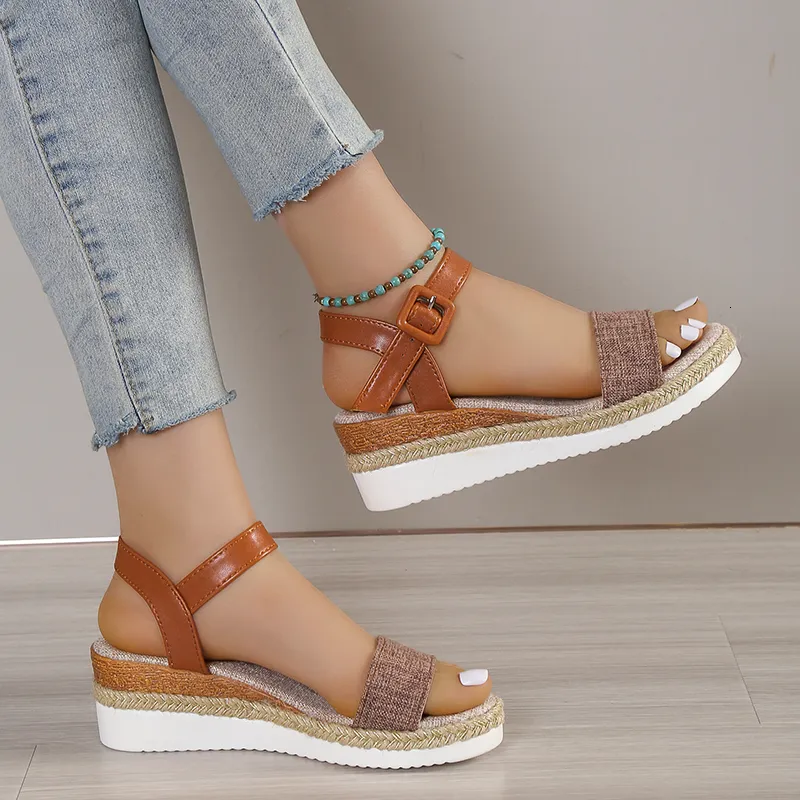 Dropship Fashion Women Wedges Sandals Casual Buckle Strap Heel