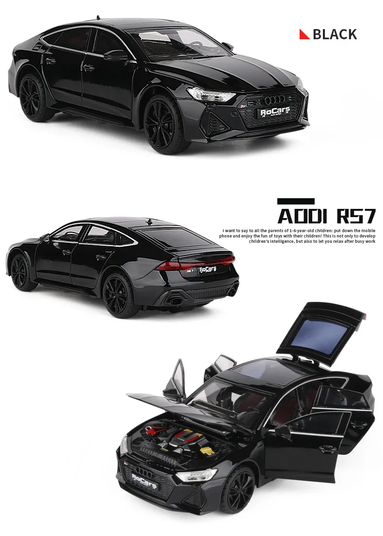 1:18 AUDI RS7 Sportback Key Version Diecast Car Model Sound