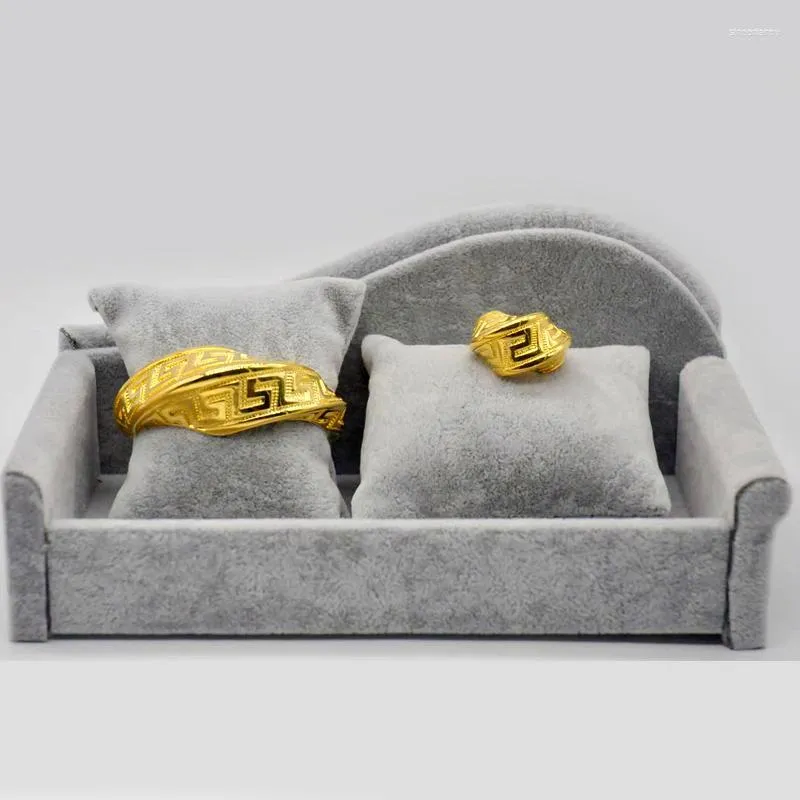 Naszyjnik Zestaw złoty kolor platowany bransoletka pierścień rocznica ślub klasyczny trend modowy