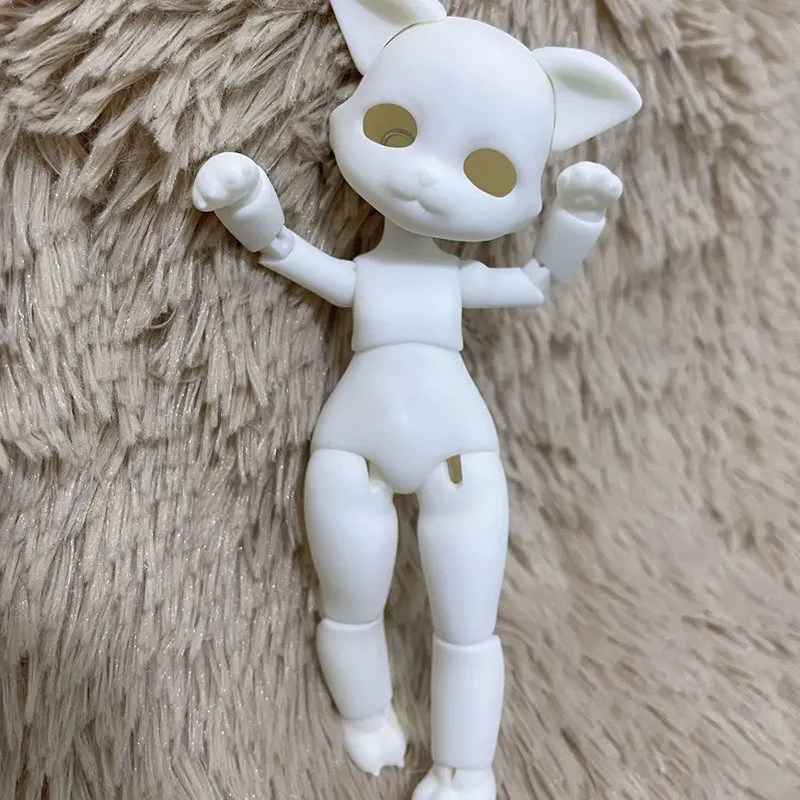 Dolls 14cm 3D Print Resin Cat Doll Multi Joint Movable White Skin 18 Bjd Assemble Doll Girls Dress Up Toy 230627