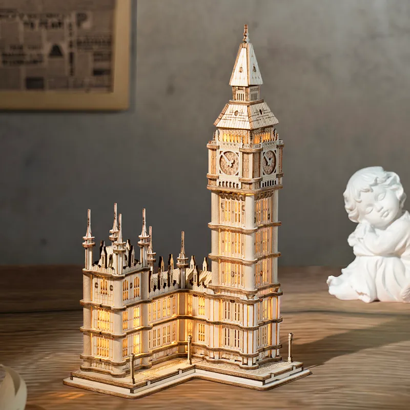 3Dパズル木製モデルキットタワーブリッジパゴダ子供用のおもちゃ