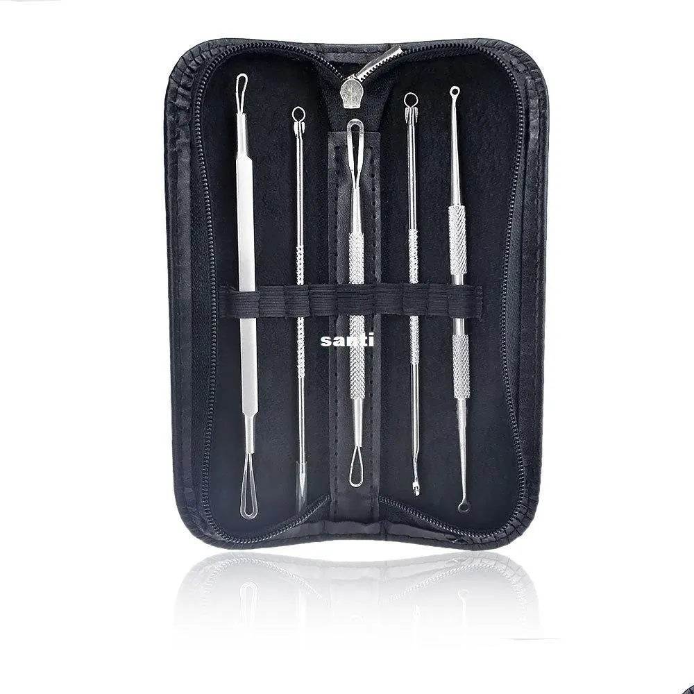 Other Skin Care Tools Fashion 5Pcs/Set Face Stainless Steel Kit Blackhead Blemish Acne Pimple Extractor Tool Cleanser Drop Delivery Dhfqc