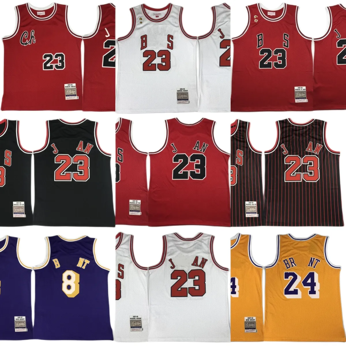 Authentique maillot de basket-ball rétro classique version joueur cousu jaune 60e 2007-08 maillots 1997-98 blanc 1995-96 champion rouge bande noire 1996-97