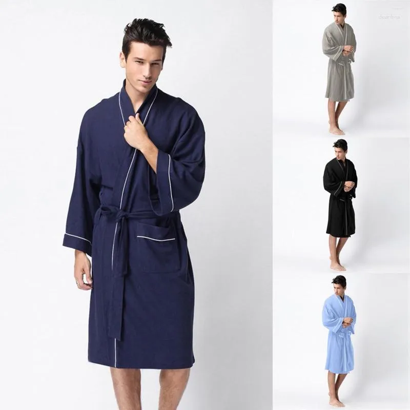 Mannen Nachtkleding Mannen Mannen Pyjama Badjas Sjaalkraag Fleece Effen Lange Badjas Thuis Gown Warme Kleding Herfst winter Gewaden