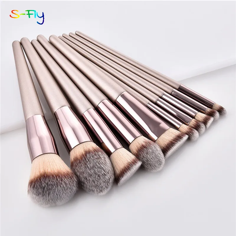 Outils de maquillage 410pcs pinceaux de maquillage Champagne pour fond de teint cosmétique fard à paupières fard à paupières kabuki mélange pinceau de maquillage outil de beauté 230627