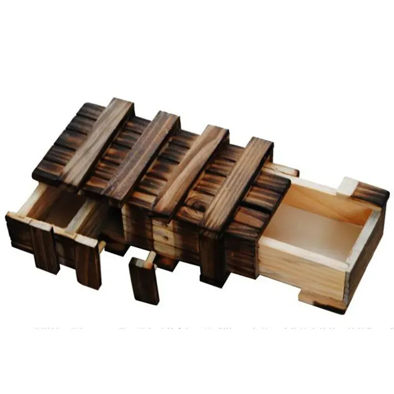 Scomparto magico Scatola puzzle in legno con cassetto segreto Rompicapo per bambini Giocattoli educativi per bambini Scatola segreta regalo per bambini