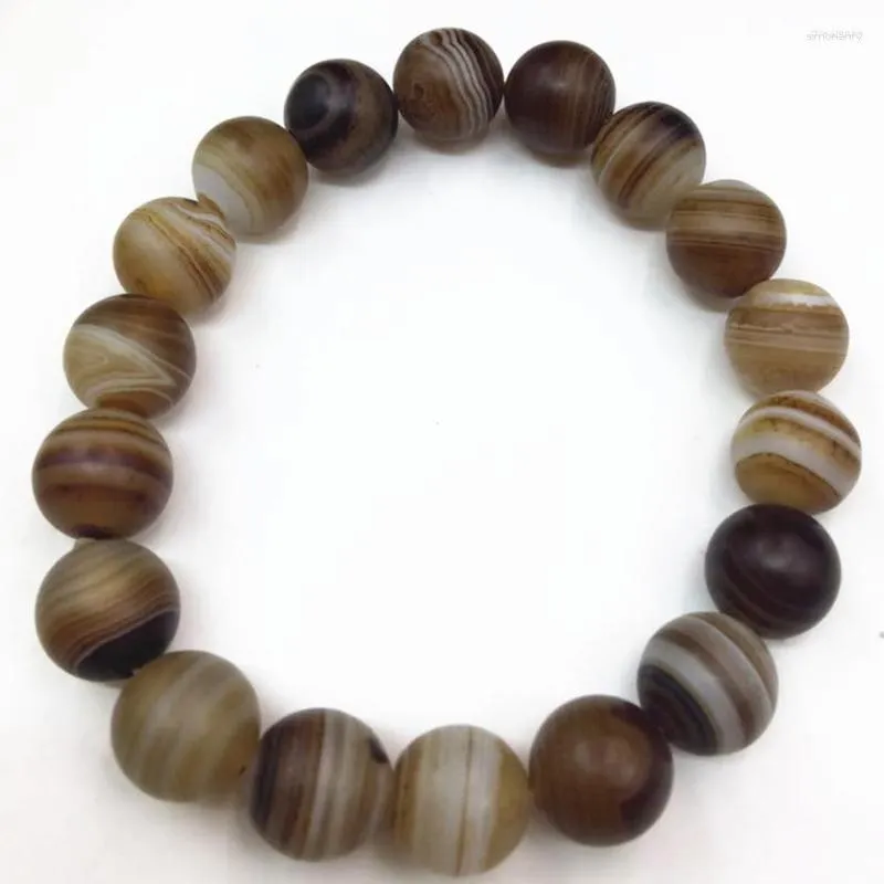 Strand Fashion Women Natural Onyx Veins Stone Agat Carnelian 10mm Round Beads Bangle Jewelry 7.5inch B2914