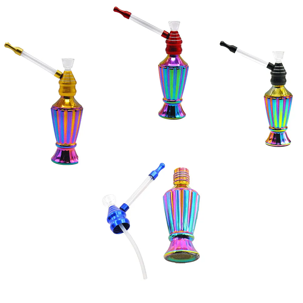 Mini hookah Color metal Smoking pipes Water pipe Glass filtered pipe portable bottle pipe and cigarette accessories