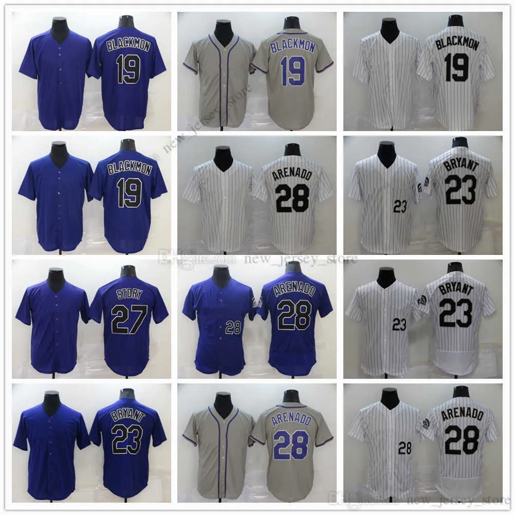 Movie College Baseball Wears Jerseys 홈 어웨이 19 CharlieBlackmon 28 NolanArenado 27 TrevorStory Slap All Stitched Away 통기성 스포츠 세일 고품질