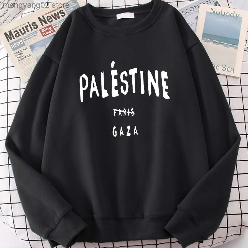 Men's Hoodies Sweatshirts From Palestine Gaze Printed Hoody Male Fashion Crewneck Sweatshirt Vintage Oversize Hooded Loose Casual Soft Sportswears Women T23628