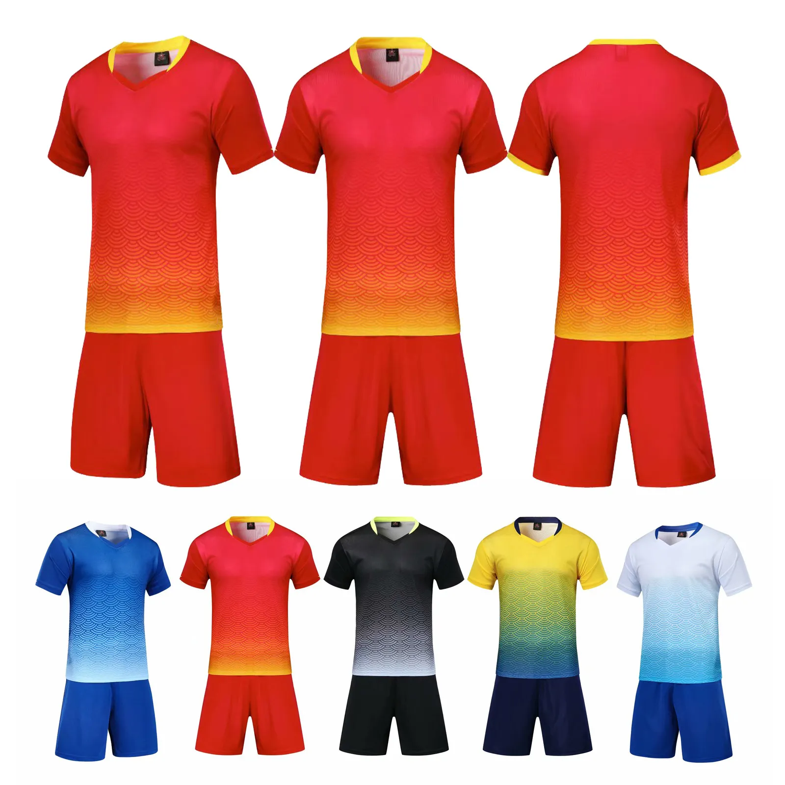 Conjunto de roupa de futebol respirável de secagem rápida por atacado absorvente de suor respirável para adultos e crianças roupa de treinamento de futebol local manga curta Foo