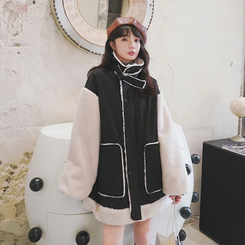 Płaszcze damskie okopy projektowe poczucie wełny jagnięcych wełny bawełniane Parker Kurtka Kobieta Winter Korean Wersja plus aksamitne zagęszczenie małe