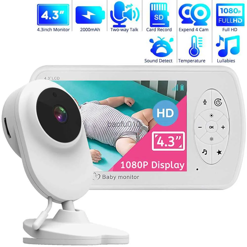 4.3 inch Draadloze Kleur Video Babyfoon 1080P Audio Camera Temperatuur Monitor 2 Weg Audio VOX Lullaby Nanny bewakingscamera L230619