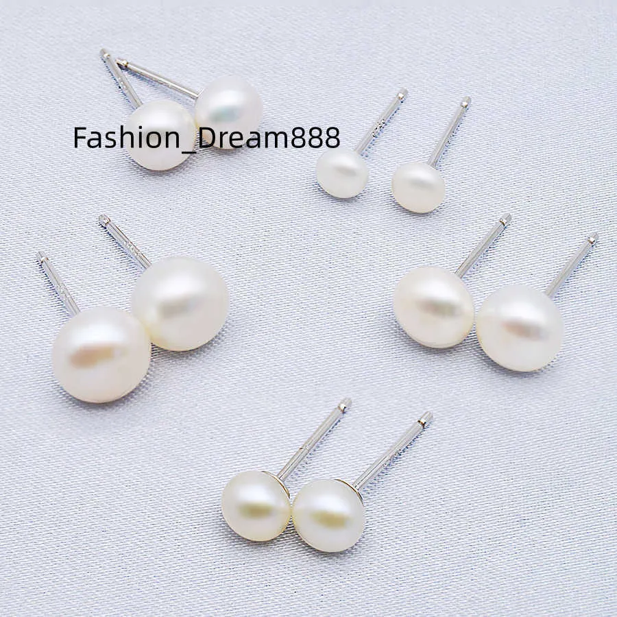 4-8.5mm knop verse parel koreaanse stijl kleine echte parel oorbellen s925 sterling zilver voor oorbel mounts