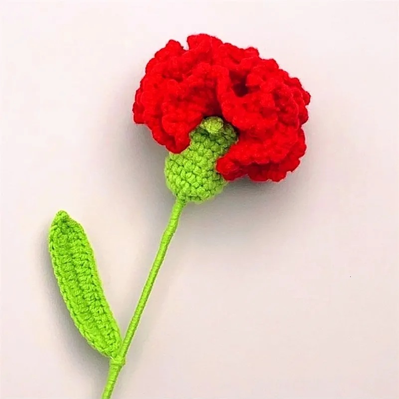 Flores secas 10 pçs tricotadas à mão fio de flores de crochê cravo flores faça você mesmo buquê de tecido decoração de presente de dia das mães feito à mão 230627