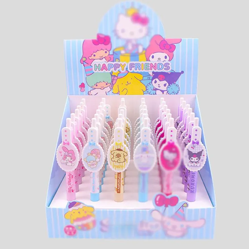 Pennor 36 datorer/Lot Kawaii Cat Dog Press Gel Pen Söt 0,5 mm svart bläck Neutral penna Skolskrivningstillbehör PROMOTIONAL Present