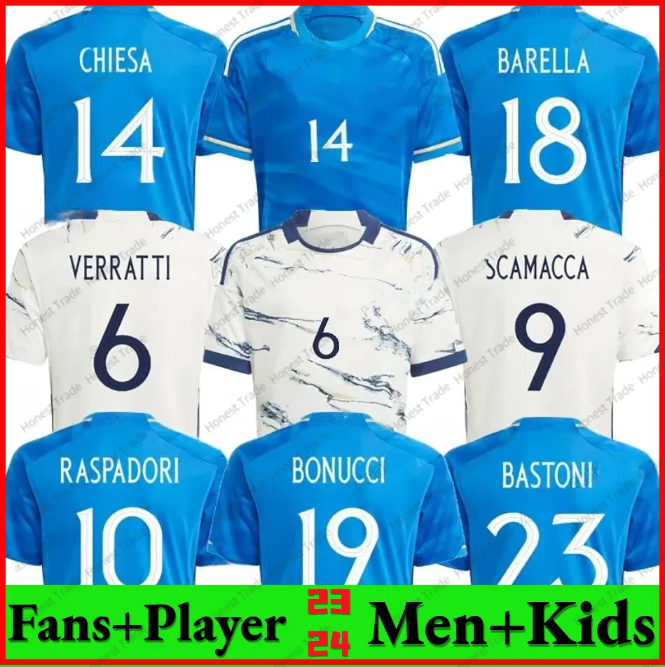 2024 Euro Italia soccer Jersey 2023 INSIGNE VERRATTI Belotti CHIESA BARELLA BONUCCI ItalyS FOOTBALL SHIRTS Player Fans Men Football Shirts Kids Kits