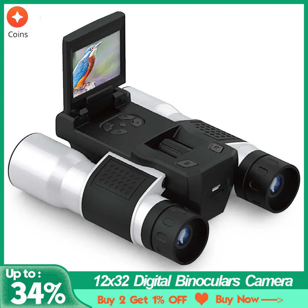 Telescope Binoculars 12x32 Digital Binoculars Camera Tescope 2 Inch Rotating LCD Display 5MP Video Photo Recorder for Watching Game Concert HKD230627