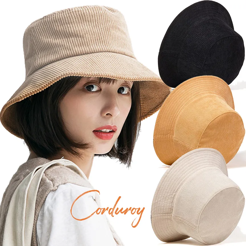 Velours côtelé seau chapeaux pour femmes filles 2022 automne hiver rue pêcheur casquette pêche casquettes doux amical chaud chapeau hommes