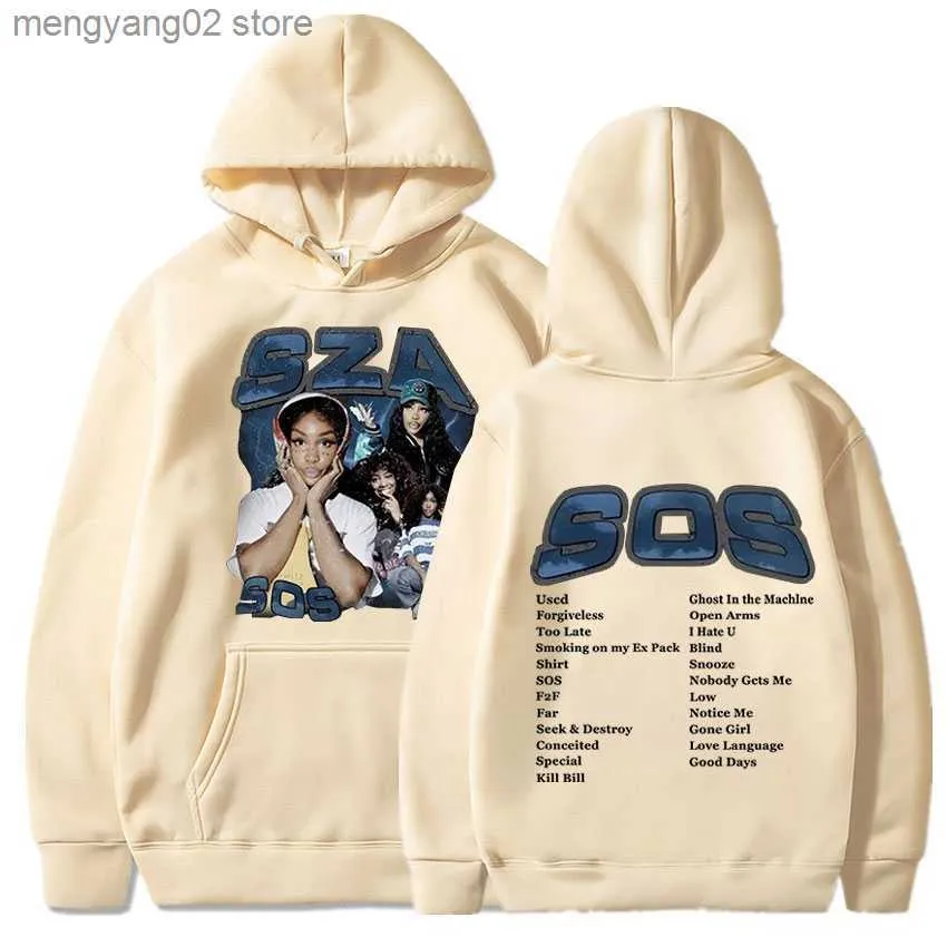 Erkek Hoodies Tişörtü 2023Singer SZA Müzik Albümü SOS Grafik Hoodie Erkek Kadın Moda Vintage Boy Hoodies Hip Hop Harajuku Tişörtü Streetwear T23628