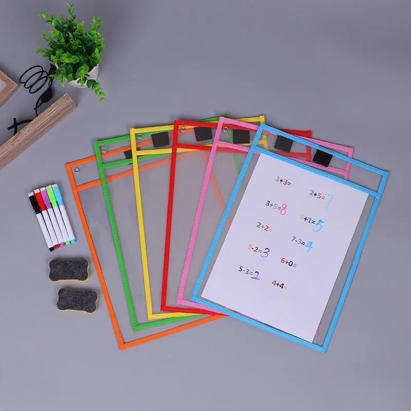 Toys 6lots Puzzle Toys kan återanvändas med PVC transparent torr borstpåse Pet Writing Dry Wipe Bag Ritning Toy For Children Adult Kids