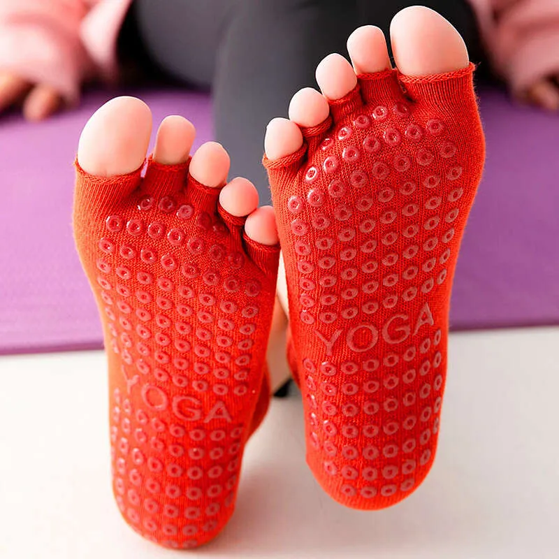 Große, offene Rückseite, halbe Finger, fünf Finger, Yoga-Socken, Löcher graben, Yoga, Tanz, Sport, Fitnessstudio