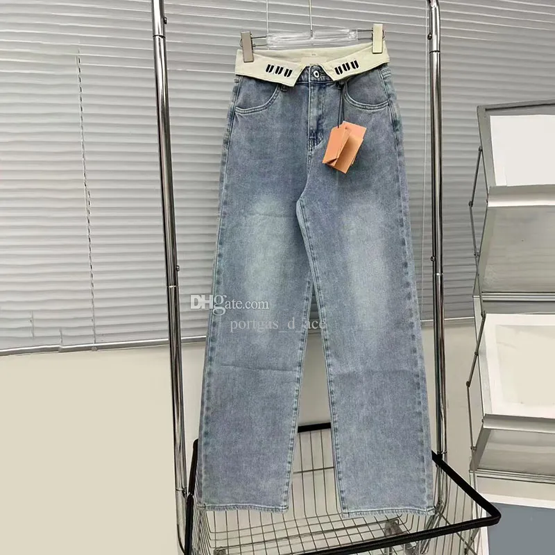 Kvinnor denim byxor blå hög midja jeans ins mode street stil jeans