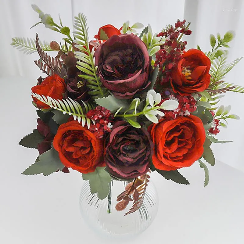 Decoratieve Bloemen Kunstbloem Tarwe Pioen Lente Tuin Kleur Zijde Boeket Herfst Trouwzaal Arrangement Bruids Holding