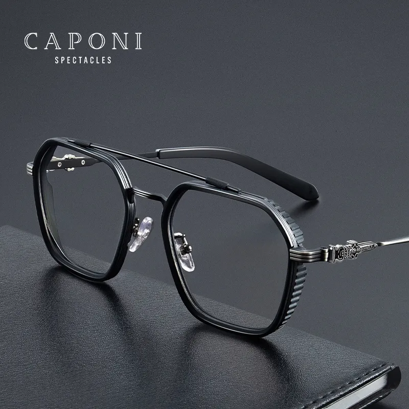 Montatura per occhiali CAPONI Occhiali da vista per uomo Anti Blu Ray Scolorimento Occhiali ottici Visione chiara Lega di alta qualità Completa BF9026 230628