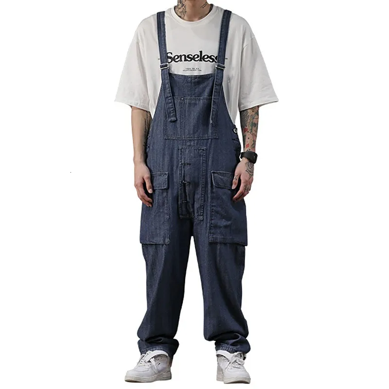 Mannen Jeans Voorjaar 2023 Vintage Bodysuit Trend Grote Zak Katoen Rechte Broek Losse Street Blue Hip Hop Wijde Pijpen 230628