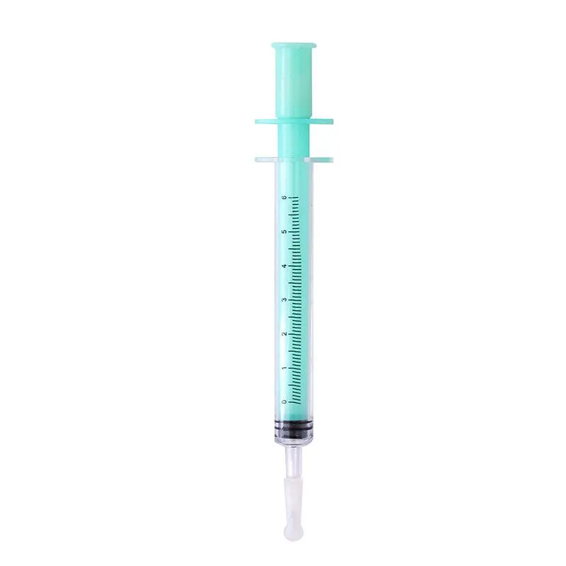 Stylos 24pcs / set nouveauté mignon seringues stylos drôles kawaii injecteur gel stylo bleu rollerball noir recroque