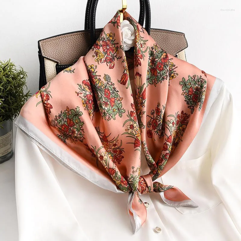 Scarves Silk Square Scarf Lady Hair Shawl Print Fashion Foulard Head Wraps For Women Bandana Neckerchief Large Hijab Summer