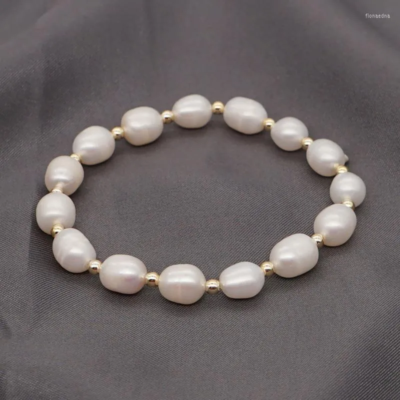 Strand Beaded Strands Moloye 2023 Simple Bohemian Fashion Light Luxury Baroque Natural Freshwater Pearl Gold Bead Small Bracelet Women