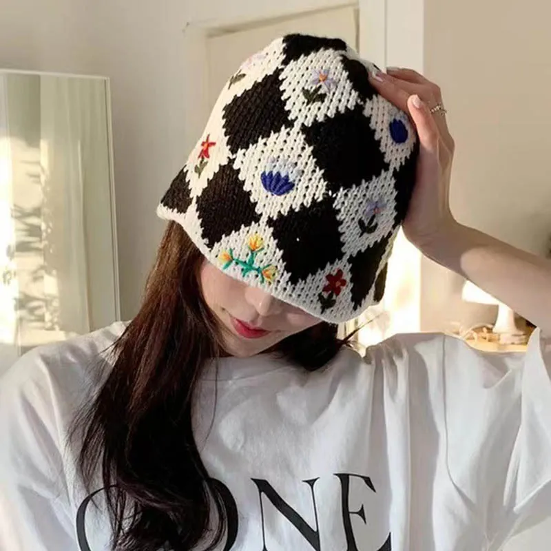 Japanese Crochet Knitted Flower Plaid Fisherman Crochet Beanie Hat For  Women Ins Thin Bucket Hat With Cute Basin Design Perfect For Spring And  Autumn From Venot, $13.27