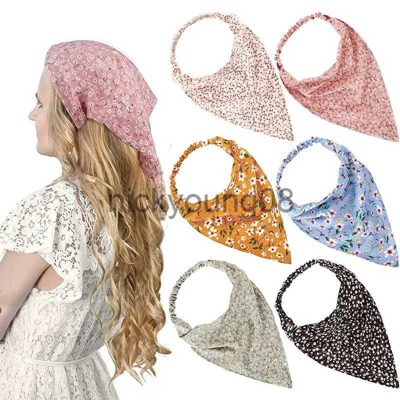 Bandanas 41 Style Bohemia Women Bandana Elastic Hair Band Scarf Floral Print Triangle Headscarf Head Wrap Hair Accessories Gifts Headwear x0628