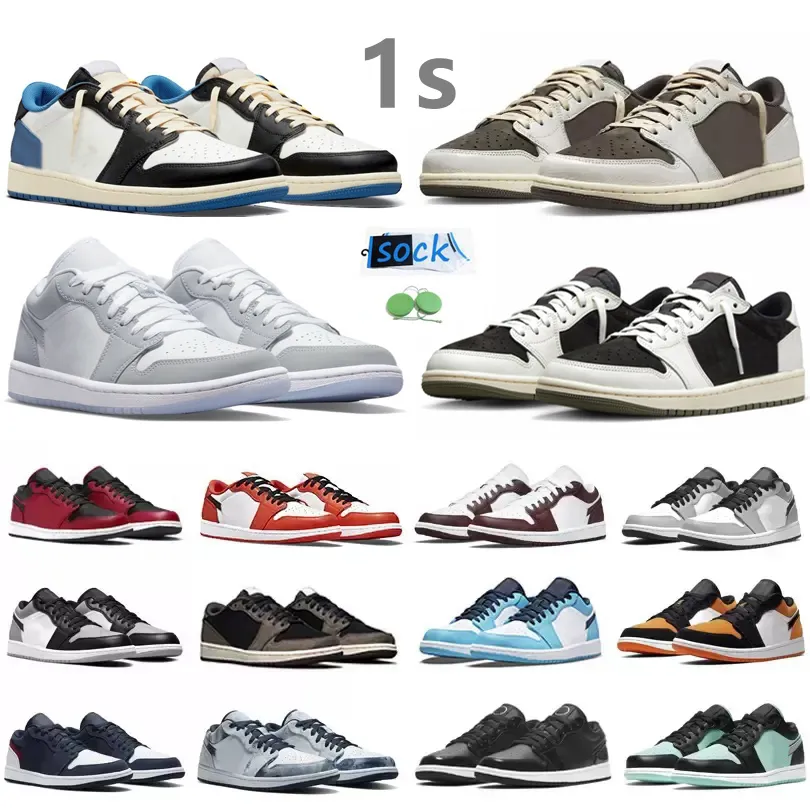 1 1s Düşük Erkek Basketbol Ayakkabıları Zeytin Siyahı Phantom Ters Mocha Parçası Koyu Mocha Beyaz Camo Kurt Gri Boya Damla Panda UNC Erkek Kadın Eğitmenler Spor Sneakers