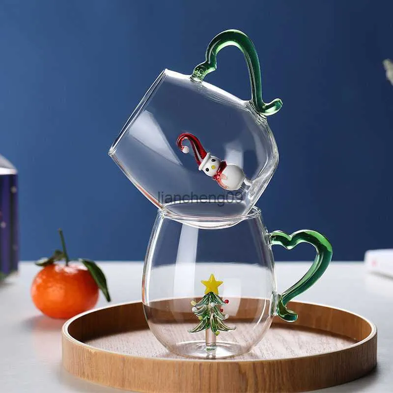 Arbre de Noël Cerf Tasse À Café 300ml Animaux Mignons Enfant Eau Tasse À Thé Verre À Vin pour Flûtes À Champagne Verre De Lait À Haute Borosilicate L230620