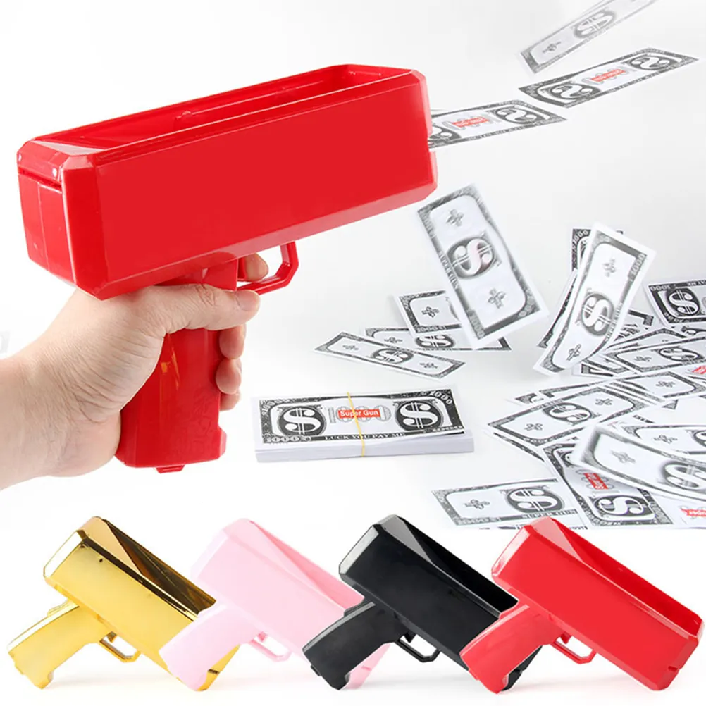 Autres fournitures de fête d'événement 1 Set Cash Cannon Banknote Money Gun Toys Spray Money Cash Shooter Jouets Bill Dispenser Machine à lancer Party Supplies 230627