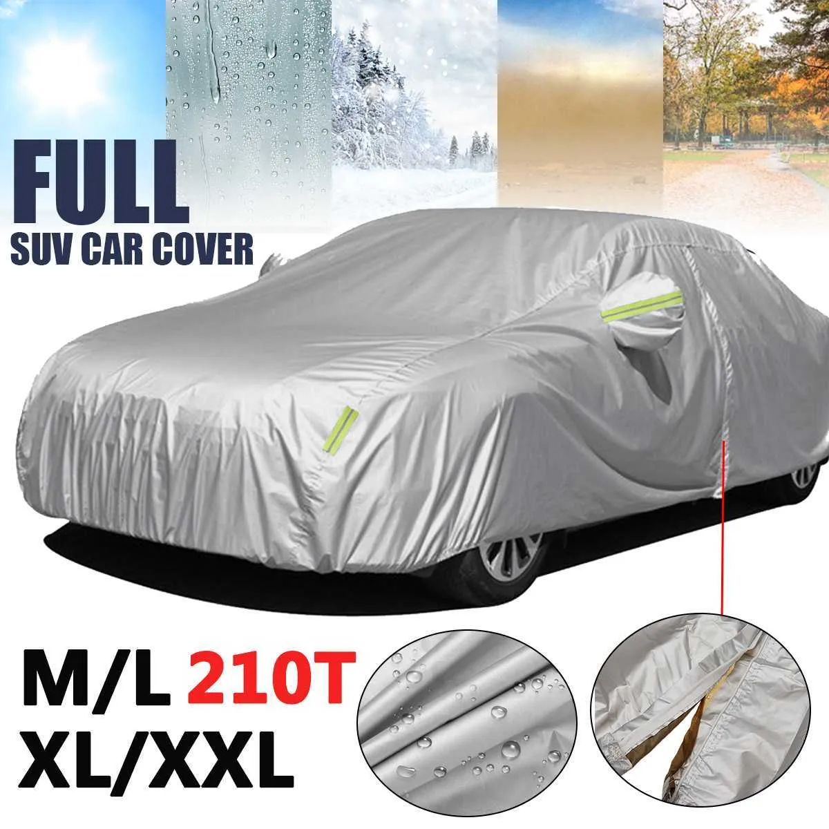 210T Exterieur Outdoor Bescherming Volledige Autohoezen Waterdicht Zonnescherm Sneeuw Cover Anti UV Universal voor SedanHKD230628