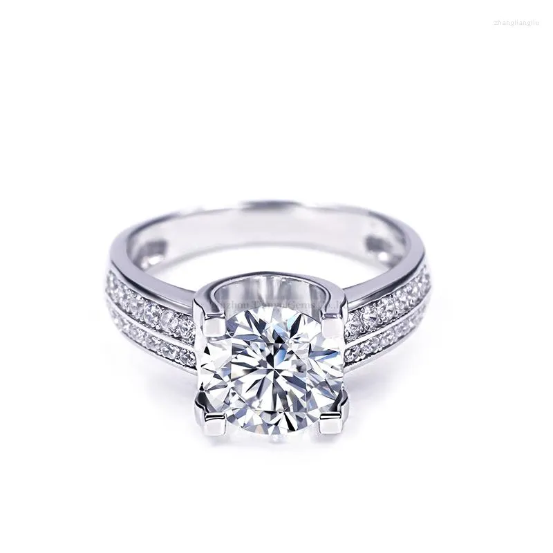 クラスターリングTIANYU GEMS 2CT 1CT MOISSANITE HAカットダイヤモンドシルバーUプロング設定