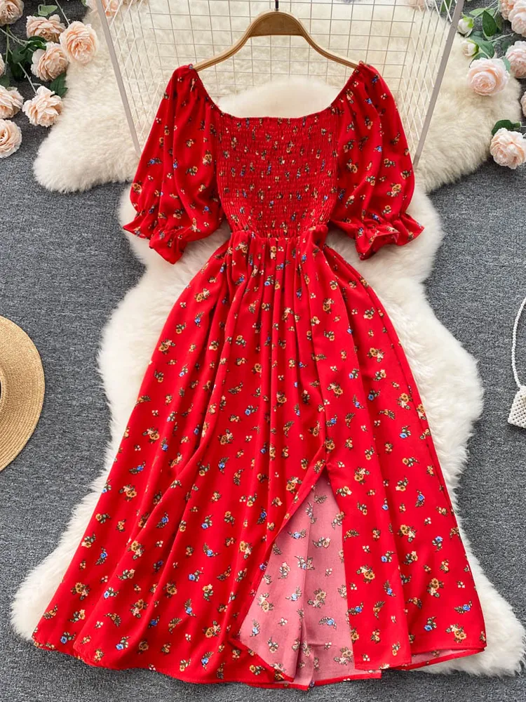 Floral Print Split Long Puff Sleeve Summer Dress from Dhgate Basic \u0026 Casual  Dresses - price 41.44