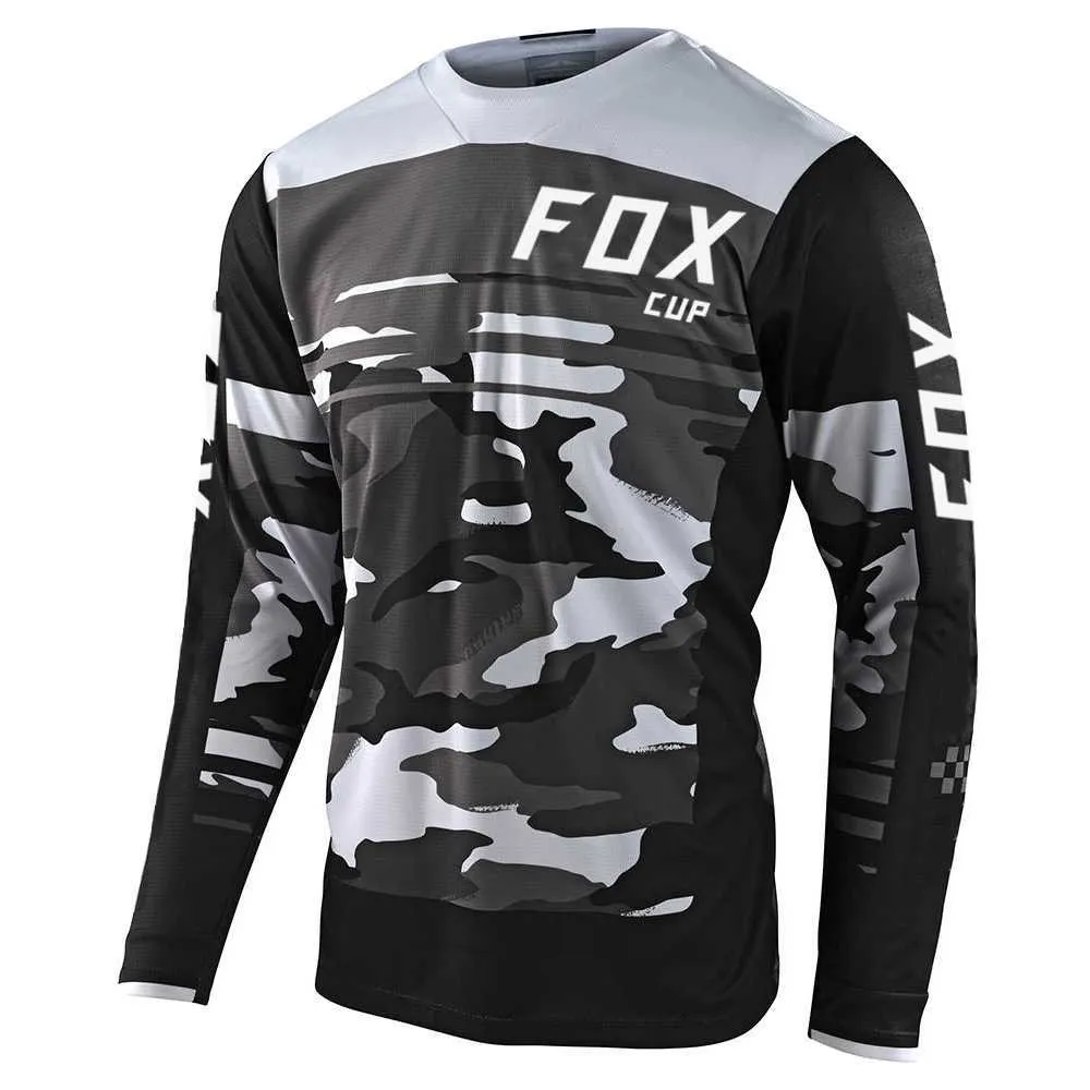 Męskie koszulki 2023 Koszulki zjazdowe Fox Cup Mountain Bike MTB koszulki offroad DH Camouflage Motorcycle Jersey Motocross Sportowe odzież Bike Q88