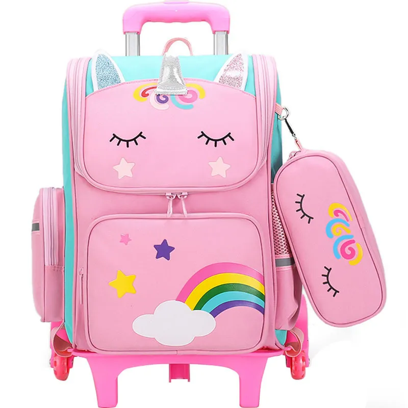 Cartoon Unicorn Wheeled Backpack Suitcase With Wheels For Girls Trolley Bag With Wheels For Students And Kids 230628 From Pang07 69.24 DHgate.Com